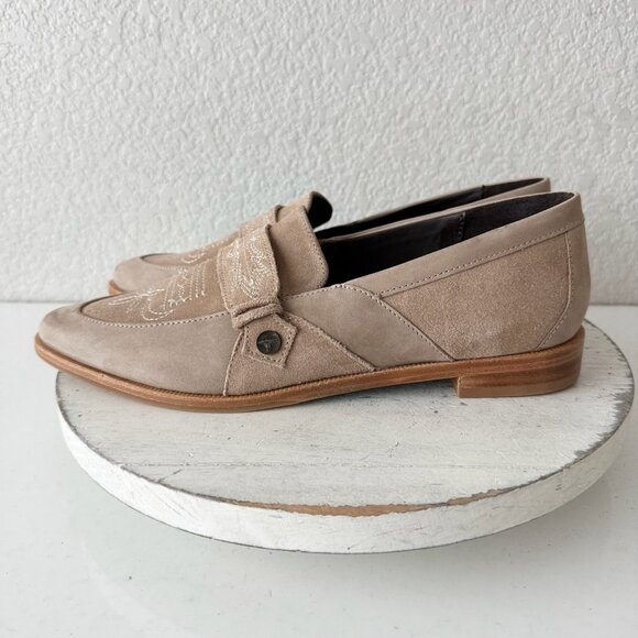 Lane Boots Womens Western Flats 10 MARTINGALE Latte Suede Cowgirl Loafer Slip On - Picture 6 of 13